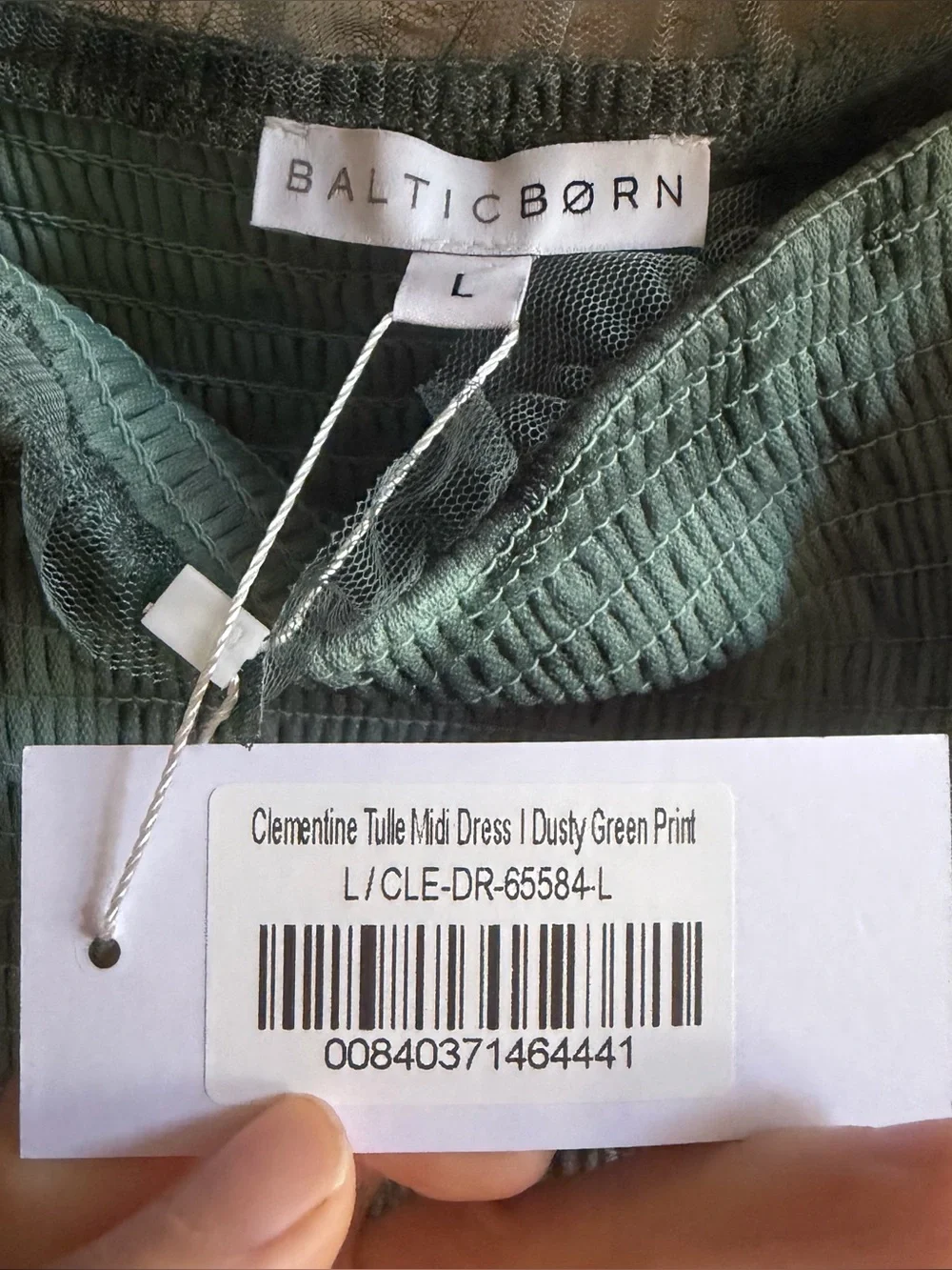 Baltic Born Clementine Tulle Midi Party Dress Dusty Green Print Size Large NWT